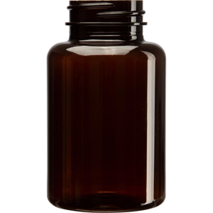 6 oz. (175 cc) Amber PET Plastic Packer Bottle 38mm 38-400