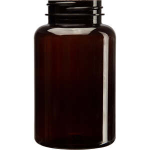 8 oz. (250 cc) Amber PET Plastic Packer Bottle 45mm 45-400