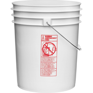 5 Gallon White Plastic Pail (90 mil) w/Metal Handle (P8 Series)