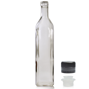 750ml Glass Olive Oil Bottle With Black Pour Cap