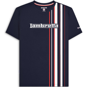 Lambretta Mens Multi Stripe Short Sleeve T-Shirt - L / Navy/Red/White