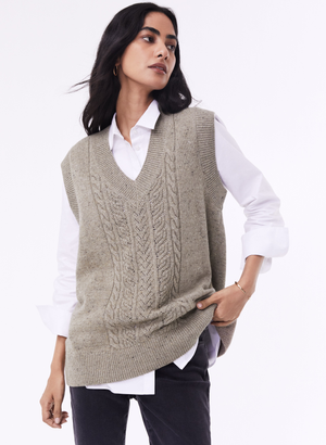 Ellen Recycled Knitted Vest - M (UK Size 12-14) / Natural