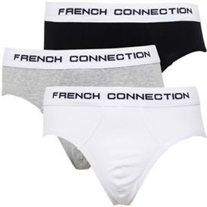 French Connection Mens FC Three Pack Briefs Light Grey Melange/White/Black