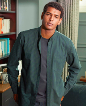 Navy Green Classic Fit Button-Down Gingham Shirt [RTC]