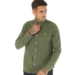 Brave Soul Mens Gray Long Sleeve Shirt Khaki/Jet Black
