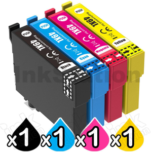 4 Pack Compatible for Epson 49XL High Yield Ink Cartridges Combo C13T10F192 - C13T10F492 [1BK, 1C, 1M, 1Y]