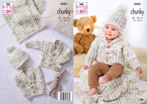 Jacket, Cardigan, Gilet, Hat and Blanket in King Cole Bumble Chunky (6085)