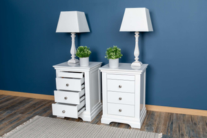 Chilgrove Bright White 3 + 1 Drawer Bedside Table - B GRADE