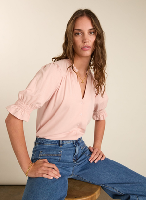 Noa Short Sleeve Blouse - UK 14 | EU 40 | US 10 / Powder Pink