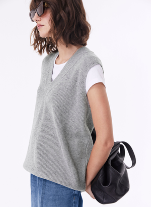 Katalina Recycled Wool Knitted Vest - M (UK Size 12-14) / Grey Fleck