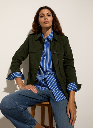 Drake Organic Cotton Utility Jacket - UK 06 | EU 32 | US 02 / Deep Khaki