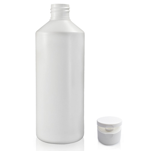 500ml White HDPE Plastic Round Bottle With Free White Flip-Top Cap