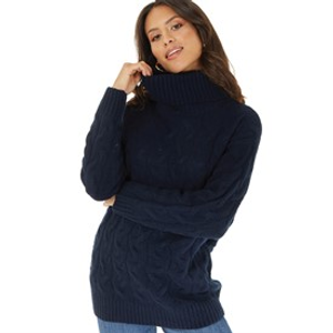 French Connection Womens Cable Roll Jumper Dark Navy