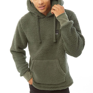 Bench Mens Jerry Borg Pullover Teddy Bear Fleece Hoodie - M / Khaki
