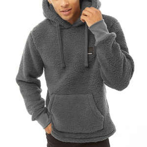 Bench Mens Jerry Borg Pullover Teddy Bear Fleece Hoodie - L / Charcoal
