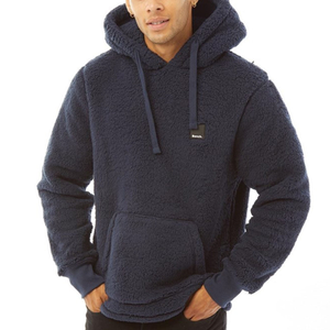 Bench Mens Jerry Borg Pullover Teddy Bear Fleece Hoodie - L / Navy