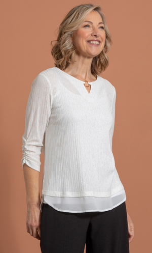 Anna Rose Shimmer Top - Ivory/Gold