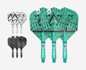 Target Darts Rob Cross Ink Aqua Pro.Ultra No.6 Shape Dart Flights and Short Dart Shafts Bundle