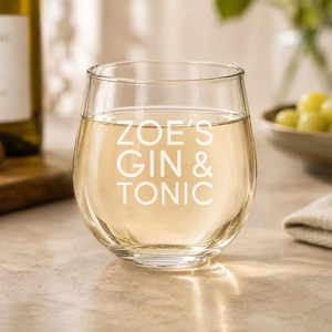 G&T Engraved Stemless Wine Glass