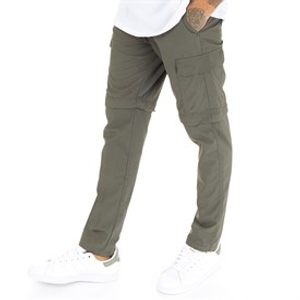 Brave Soul Mens Taslan Zip Cargo Pants Khaki