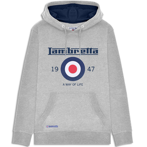 Lambretta Mens Target Pullover Hoodie - 2XL / Grey Marl