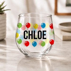 Balloons Coloured Stemless Wine Glass