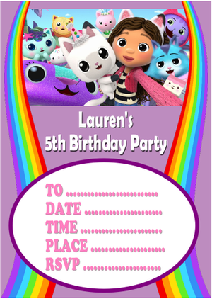 Personalised Gabby's Dollhouse Party Invitations