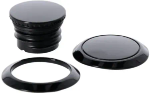 Doss Pop-up Flush Gas Cap Set In Black For 2018-2024 M8 Softail With Left & Right Side Caps (78705B)