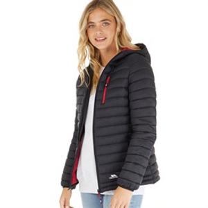 Trespass Womens Lenka Padded Hooded Jacket Black/Raspberry