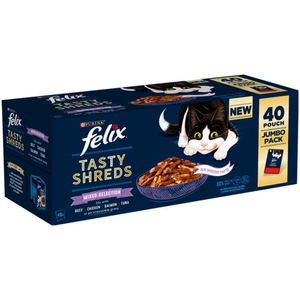 FELIX Tasty Shreds Mixed Selection in Gravy Cat Food 40x80g