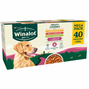 WINALOT Wet Dog Food Pouches Mixed in Jelly 40x100g