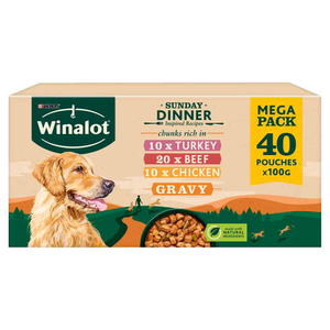 WINALOT Sunday Dinner Dog Food Megapack, 40x100g