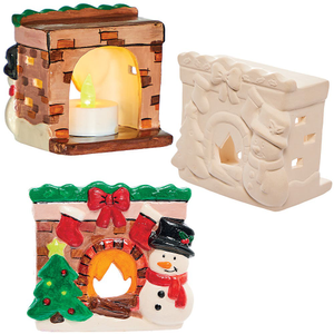 Kerstmis Open Haard Keramisch Theelicht Houders