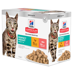 HILLS Perfect Weight Adult Multipack Cat Food Pouch, 12x85g