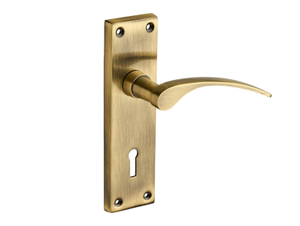 Sofia Curved Lever Key Lock Door Handle - Antique Brass - Pair - Designer Levers