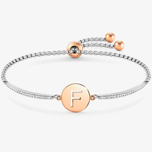 Nomination Milleluci Two-Tone Initial F Half Bangle Toggle Bracelet 028007/006