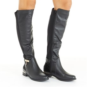 Truffle Collection Womens Hat Knee High Boots Black PU