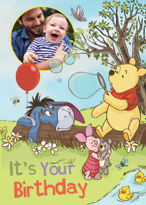 Winnie The Pooh Photo Upload Birthday Card