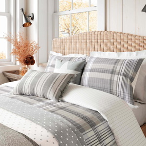 Brushed Check Duvet Cover SET, Grey