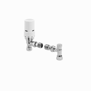 Stelrad Angled TRV set - RAL 9016 Traffic White