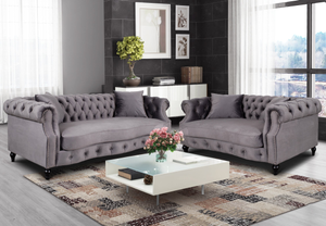Velvet Dark Grey 3 Seater Chesterfield Sofa RICHMOND