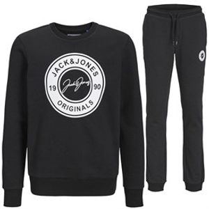 JACK & JONES Boys Thomas Sweatshirt And Joggers Tracksuit Black