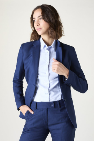 SJ Contemporary Women's Two Button Jacket, Reg. Length, Blue