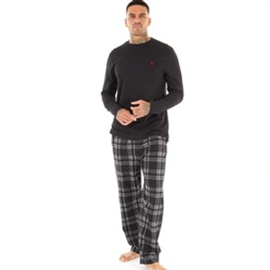 Farah Mens Steeni Lounge Set Black/Black Check