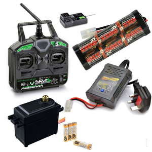 Tamiya Radio Control RC Car 3300mAh Battery and Fast Charger Bundle 2 with Stick Radio & Metal Geared Servo