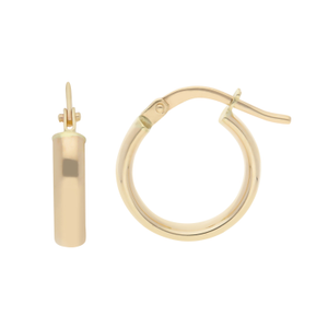 New 9ct Gold Polished 15mm Round Hoop Earrings