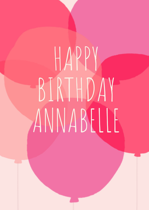 Simple Abstract Pink Balloons Personalised Birthday Card