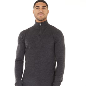 French Connection Mens Cash 1/4 Zip Jumper Charcoal Melange