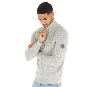 JACK & JONES Mens Shane Knit Jumper Silver Birch