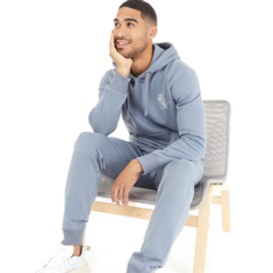French Connection Mens Script Tracksuit Light Blue Melange/White